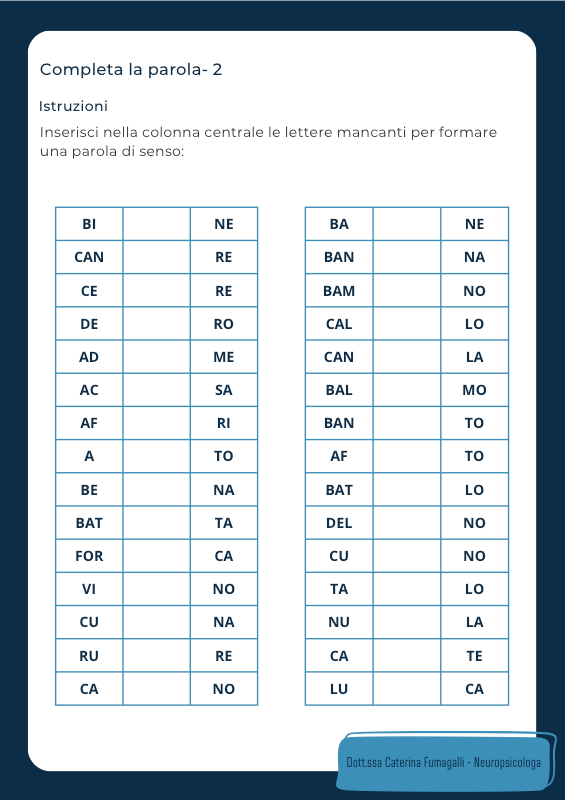 Completa la parola (2)